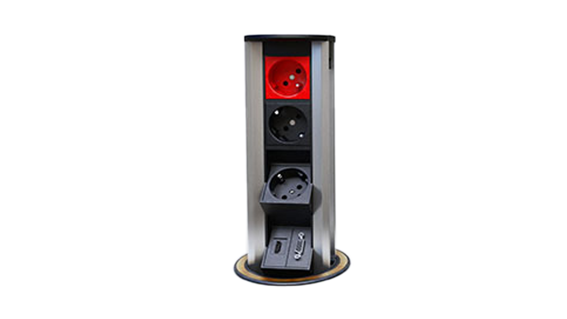 6 Modül Silindir Priz Kutusu (Inox)