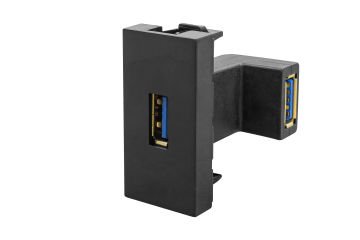 45x22,5 mm USB Dişi Giriş Çıkışlı L Tipi (Siyah) KUTU